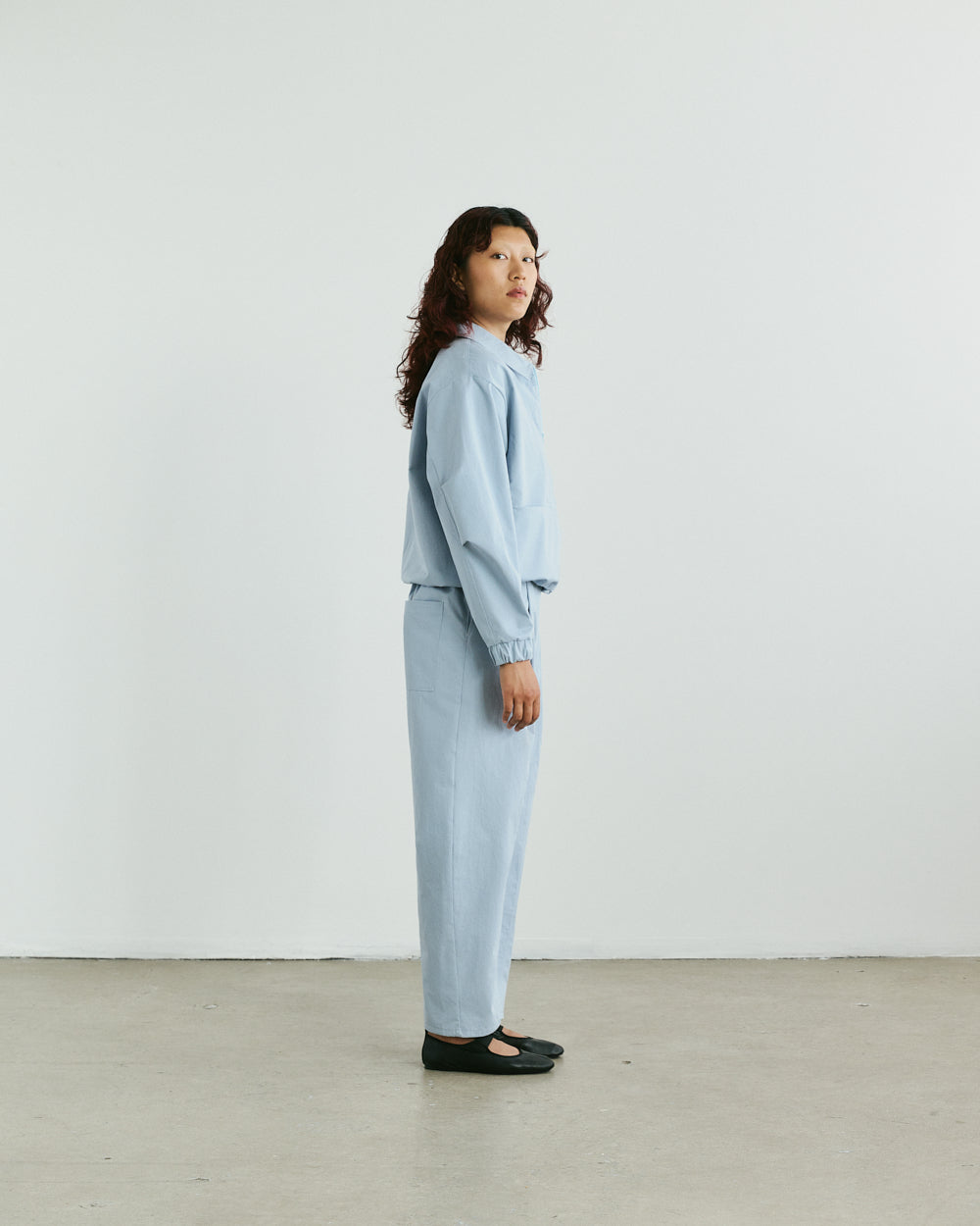 Sunny Curved Trousers — Powder Blue
