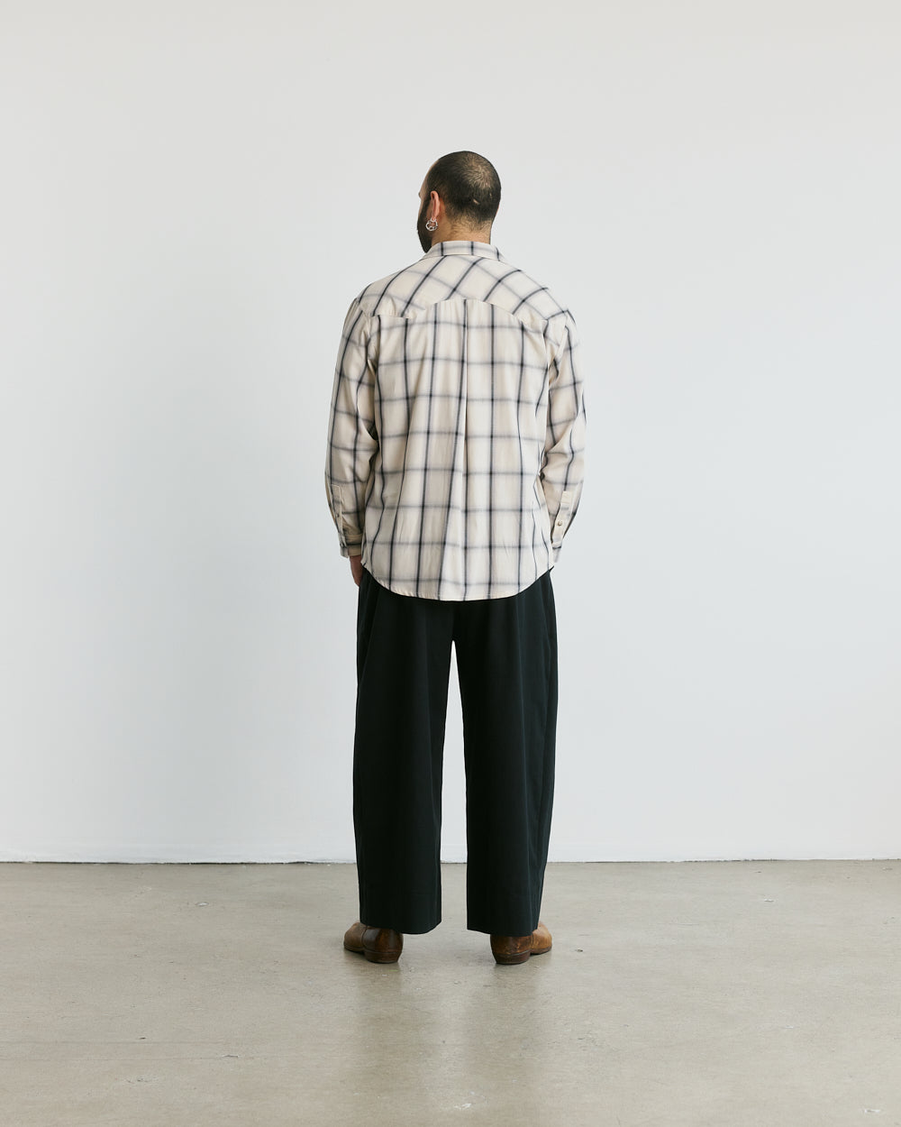 LUCKY SHIRT CREAM CHECKERS COTTON unisex genderless non binary clothing made in montreal made in canada veri