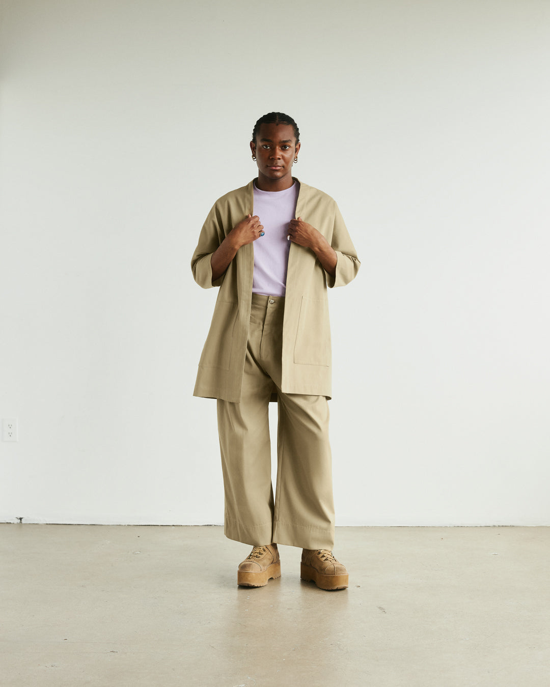KIMONO VEST SAND SAMIRA unisex genderless clothing montreal veri