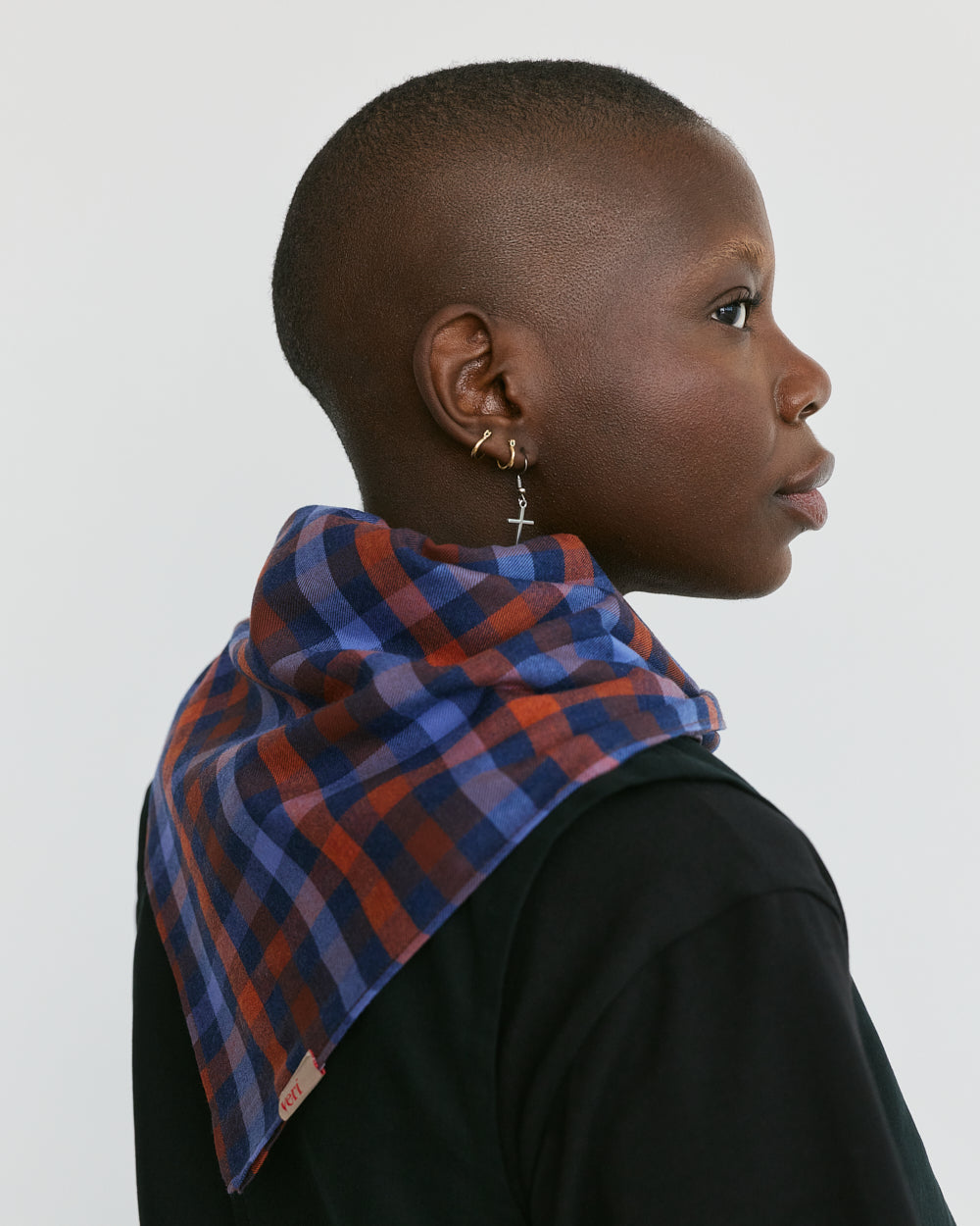 SCARF CHECKERS BANDANA AMOS unisex genderless non binary clothing made in montreal made in canada veri