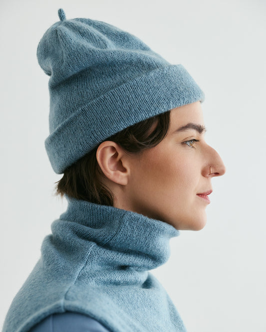 beanie WASHED BLUE jacques unisex genderless clothing montreal veri