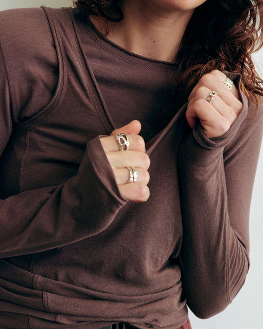 LONGSLEEVE taupe NOVA unisex genderless clothing montreal veri